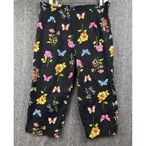 Briggs New York Plus Womens Capri Cropped Pants 18 Floral Butterflies 34x19.5